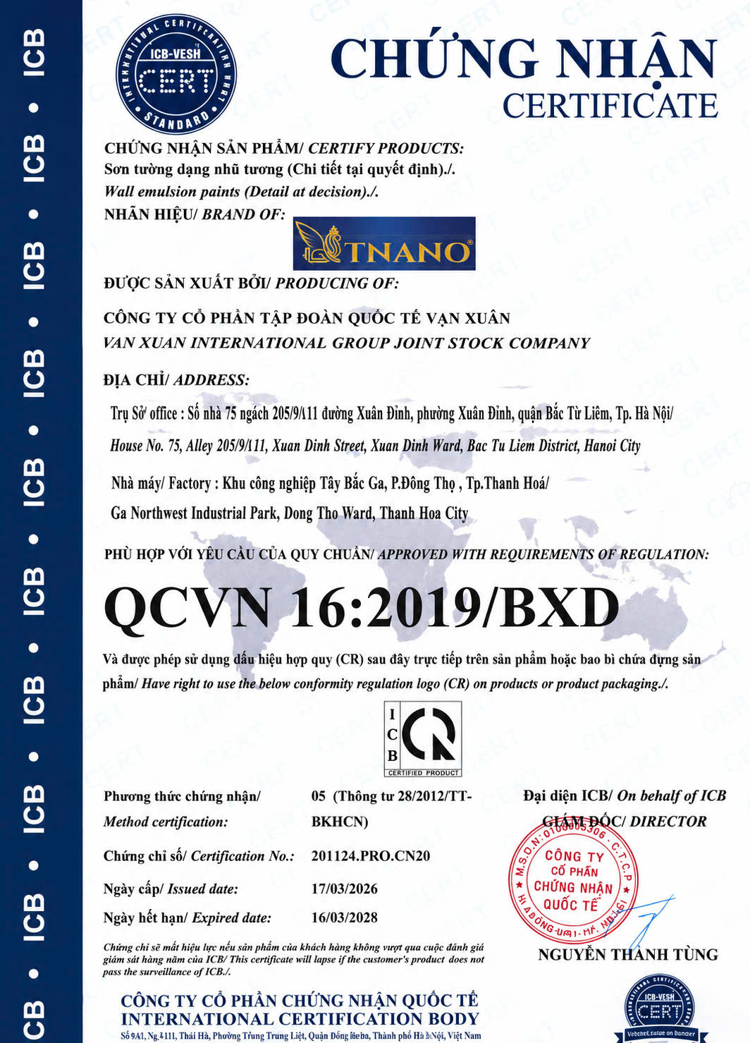 Giấy phép & chứng nhận TNANO 3